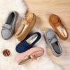 imageHomeTop Womens Moccasins House Slippers Indoor Outdoor Suede Faux Fur Rubber Sole Memory Foam House Shoes Sizes Breathable Microsuede Soft Home SlippersSugar Almond
