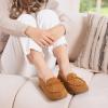 imageHomeTop Womens Moccasins House Slippers Indoor Outdoor Suede Faux Fur Rubber Sole Memory Foam House Shoes Sizes Breathable Microsuede Soft Home SlippersSugar Almond