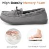 imageHomeTop Womens Moccasins House Slippers Indoor Outdoor Suede Faux Fur Rubber Sole Memory Foam House Shoes Sizes Breathable Microsuede Soft Home SlippersGrey
