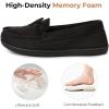 imageHomeTop Womens Moccasins House Slippers Indoor Outdoor Suede Faux Fur Rubber Sole Memory Foam House Shoes Sizes Breathable Microsuede Soft Home SlippersBlack
