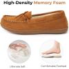imageHomeTop Womens Moccasins House Slippers Indoor Outdoor Suede Faux Fur Rubber Sole Memory Foam House Shoes Sizes Breathable Microsuede Soft Home SlippersSugar Almond