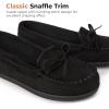 imageHomeTop Womens Moccasins House Slippers Indoor Outdoor Suede Faux Fur Rubber Sole Memory Foam House Shoes Sizes Breathable Microsuede Soft Home SlippersBlack