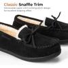imageHomeTop Womens Moccasins House Slippers Memory Foam Indoor Outdoor Ladies ShoesMatt Black