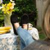 imageHomeTop Womens Moccasins House Slippers Memory Foam Indoor Outdoor Ladies ShoesMatt Black