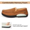 imageHomeTop Mens Classic Memory Foam Moccasin Slippers Warm Comfy Microsuede House Shoes for Indoor OutdoorBrown