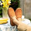 imageHomeTop Mens Classic Memory Foam Moccasin Slippers Warm Comfy Microsuede House Shoes for Indoor OutdoorBrown