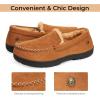 imageHomeTop Mens Classic Memory Foam Moccasin Slippers Warm Comfy Microsuede House Shoes for Indoor OutdoorBrown