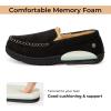 imageHomeTop Mens Classic Memory Foam Moccasin Slippers Warm Comfy Microsuede House Shoes for Indoor OutdoorMatt Black