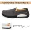 imageHomeTop Mens Classic Memory Foam Moccasin Slippers Warm Comfy Microsuede House Shoes for Indoor OutdoorMisty Gray