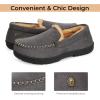 imageHomeTop Mens Classic Memory Foam Moccasin Slippers Warm Comfy Microsuede House Shoes for Indoor OutdoorMisty Gray