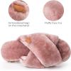 imageHomeTop Womens Cozy Fuzzy Cross Band Memory Foam House Slippers Soft Warm Fluffy Open Toe Slipper Breathable Indoor Outdoor Home ShoesPink
