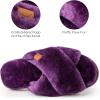 imageHomeTop Womens Cozy Fuzzy Cross Band Memory Foam House Slippers Soft Warm Fluffy Open Toe Slipper Breathable Indoor Outdoor Home ShoesPurple