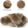 imageHomeTop Womens Cozy Fuzzy Cross Band Memory Foam House Slippers Soft Warm Fluffy Open Toe Slipper Breathable Indoor Outdoor Home ShoesTan