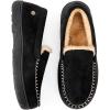 imageHomeTop Mens Classic Memory Foam Moccasin Slippers Warm Comfy Microsuede House Shoes for Indoor OutdoorMatt Black