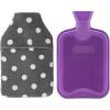 imageHomeTop Premium Classic Rubber Hot or Cold Water Bottle with Soft Fleece Cover 2 Liters PurpleGray Polka Dot Envelope CoverPurpleGray