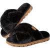 imageHomeTop Womens Cozy Fuzzy Cross Band Memory Foam House Slippers Soft Warm Fluffy Open Toe Slipper Breathable Indoor Outdoor Home ShoesBlack