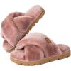 imageHomeTop Womens Cozy Fuzzy Cross Band Memory Foam House Slippers Soft Warm Fluffy Open Toe Slipper Breathable Indoor Outdoor Home ShoesPink