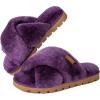imageHomeTop Womens Cozy Fuzzy Cross Band Memory Foam House Slippers Soft Warm Fluffy Open Toe Slipper Breathable Indoor Outdoor Home ShoesPurple