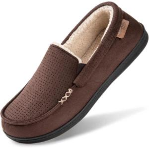 imageHomeTop Mens Classic Moccasin Slippers Comfy Memory Foam Indoor House ShoesCoffee