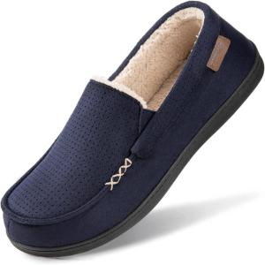 imageHomeTop Mens Classic Moccasin Slippers Comfy Memory Foam Indoor House ShoesNavy