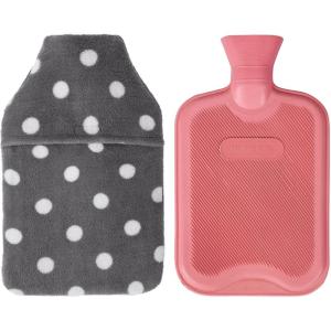 imageHomeTop Premium Classic Rubber Hot or Cold Water Bottle with Soft Fleece Cover 2 Liters PurpleGray Polka Dot Envelope CoverRedGray