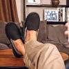 imageHomeTop Mens Comfort Memory Foam Moccasin Slippers Breathable Cotton Knit Terry Cloth House Shoes for Indoor OutdoorBlack