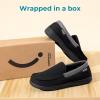 imageHomeTop Mens Comfort Memory Foam Moccasin Slippers Breathable Cotton Knit Terry Cloth House Shoes for Indoor OutdoorBlack