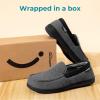 imageHomeTop Mens Comfort Memory Foam Moccasin Slippers Breathable Cotton Knit Terry Cloth House Shoes for Indoor OutdoorDark Gray
