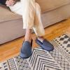 imageHomeTop Mens Comfort Memory Foam Moccasin Slippers Breathable Cotton Knit Terry Cloth House Shoes for Indoor OutdoorDemin Blue