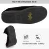 imageHomeTop Mens Corduroy Slippers Comfy Adjustable Hook and Loop Memory Foam Wide Indoor House Shoes for Diabetic Swollen FeetBlack