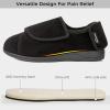imageHomeTop Mens Corduroy Slippers Comfy Adjustable Hook and Loop Memory Foam Wide Indoor House Shoes for Diabetic Swollen FeetBlack