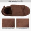 imageHomeTop Mens Corduroy Slippers Comfy Adjustable Hook and Loop Memory Foam Wide Indoor House Shoes for Diabetic Swollen FeetBurnt Umber