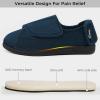 imageHomeTop Mens Corduroy Slippers Comfy Adjustable Hook and Loop Memory Foam Wide Indoor House Shoes for Diabetic Swollen FeetCadet Blue