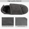 imageHomeTop Mens Corduroy Slippers Comfy Adjustable Hook and Loop Memory Foam Wide Indoor House Shoes for Diabetic Swollen FeetCharcoal Gray