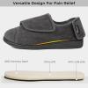 imageHomeTop Mens Corduroy Slippers Comfy Adjustable Hook and Loop Memory Foam Wide Indoor House Shoes for Diabetic Swollen FeetCharcoal Gray