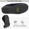 imageHomeTop Mens Corduroy Slippers Comfy Adjustable Hook and Loop Memory Foam Wide Indoor House Shoes for Diabetic Swollen FeetDeep Ocean Blue