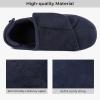 imageHomeTop Mens Corduroy Slippers Comfy Adjustable Hook and Loop Memory Foam Wide Indoor House Shoes for Diabetic Swollen FeetDeep Ocean Blue