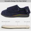 imageHomeTop Mens Corduroy Slippers Comfy Adjustable Hook and Loop Memory Foam Wide Indoor House Shoes for Diabetic Swollen FeetDeep Ocean Blue