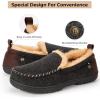 imageHomeTop Mens Memory Foam Moccasin Slippers Indoor and Outdoor Warm Fuzzy Fleece House ShoesCarbon Black