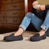 imageHomeTop Mens Memory Foam Moccasin Slippers Indoor and Outdoor Warm Fuzzy Fleece House ShoesCarbon Black