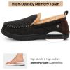 imageHomeTop Mens Memory Foam Moccasin Slippers Indoor and Outdoor Warm Fuzzy Fleece House ShoesCarbon Black