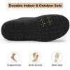 imageHomeTop Mens Memory Foam Moccasin Slippers Indoor and Outdoor Warm Fuzzy Fleece House ShoesCarbon Black