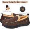imageHomeTop Mens Memory Foam Moccasin Slippers Indoor and Outdoor Warm Fuzzy Fleece House ShoesChocolate Brown