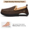 imageHomeTop Mens Memory Foam Moccasin Slippers Indoor and Outdoor Warm Fuzzy Fleece House ShoesChocolate Brown