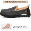 imageHomeTop Mens Memory Foam Moccasin Slippers Indoor and Outdoor Warm Fuzzy Fleece House ShoesSteel Gray