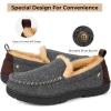 imageHomeTop Mens Memory Foam Moccasin Slippers Indoor and Outdoor Warm Fuzzy Fleece House ShoesSteel Gray