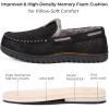 imageHomeTop Mens Suede Memory Foam Moccasin Slippers Soft Plush Warm Lining House ShoesBlack