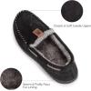 imageHomeTop Mens Suede Memory Foam Moccasin Slippers Soft Plush Warm Lining House ShoesBlack