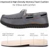 imageHomeTop Mens Suede Memory Foam Moccasin Slippers Soft Plush Warm Lining House ShoesGrey
