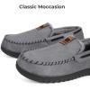 imageHomeTop Mens Suede Memory Foam Moccasin Slippers Soft Plush Warm Lining House ShoesGrey